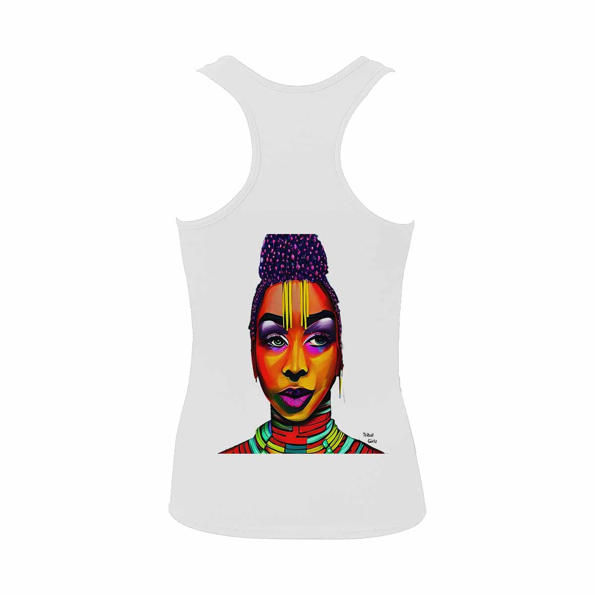 Dreads & Braids, WHITE tank top, cotton, african tribal, outline BL, Fulangiara 35