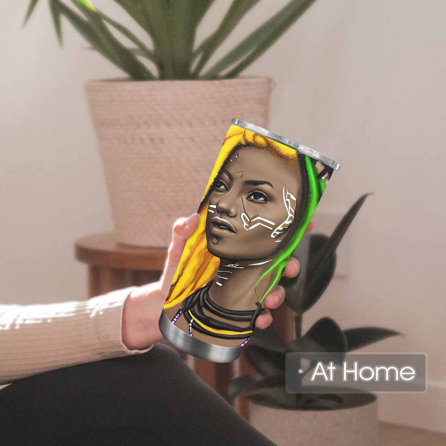 Dreads & Braids, Transparent Tumbler, mug, african tribal, outline MCL, Fulangiara 1