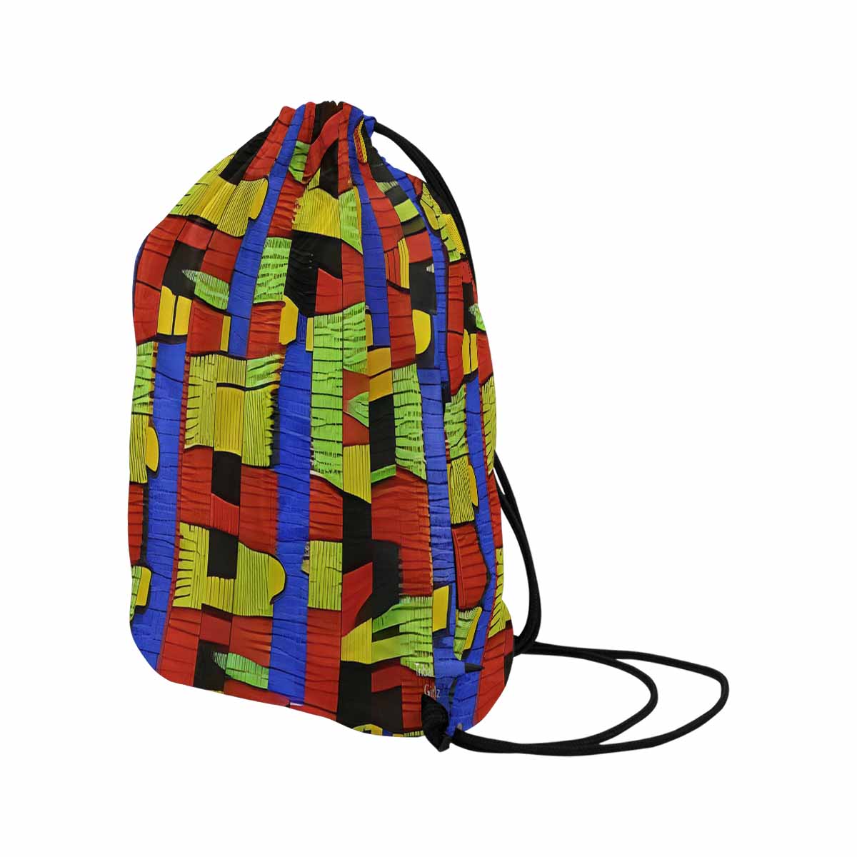 African artsy drawstring sling bag, design 01