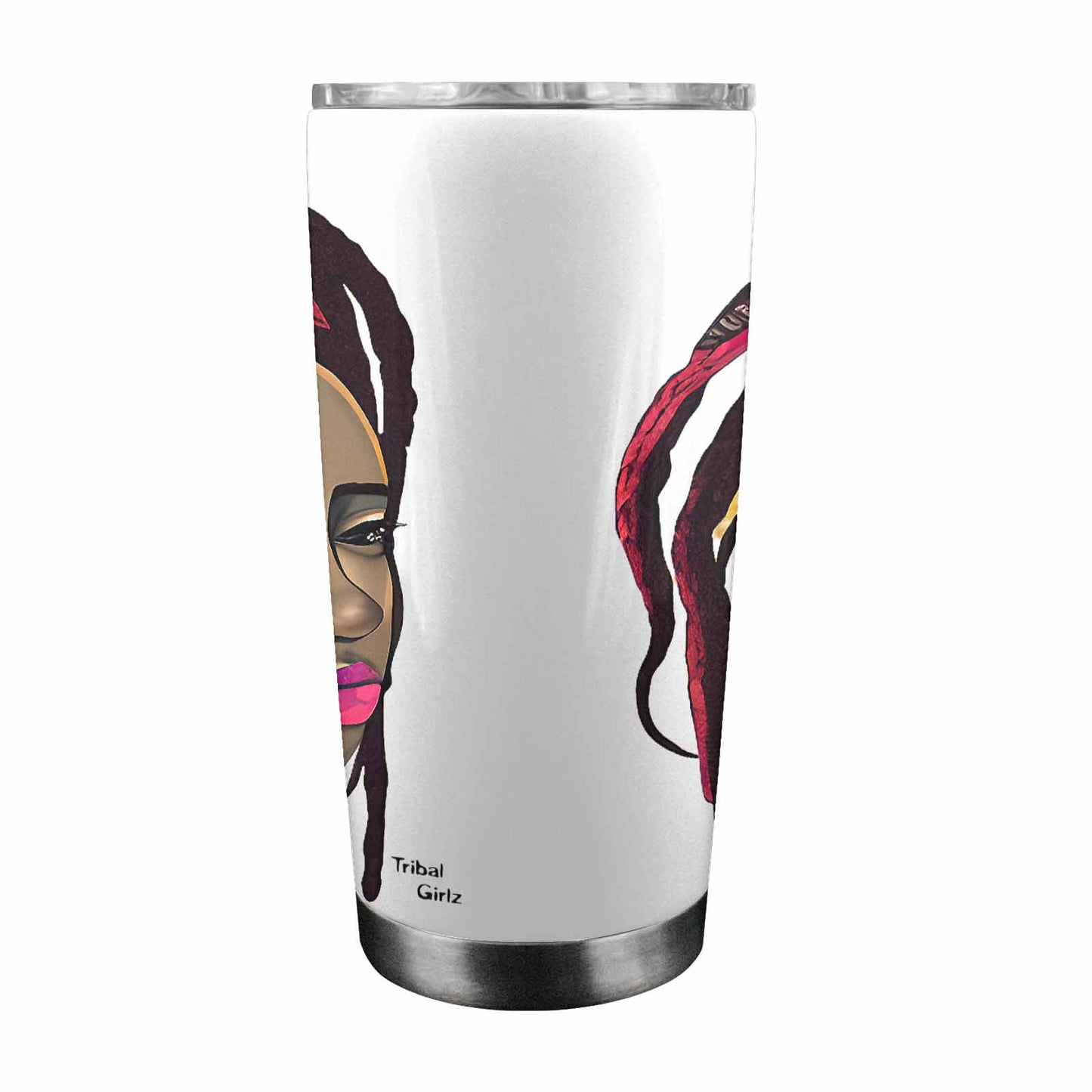 Dreads & Braids, Transparent Tumbler, mug, african tribal, outline BL, Fulangiara 4