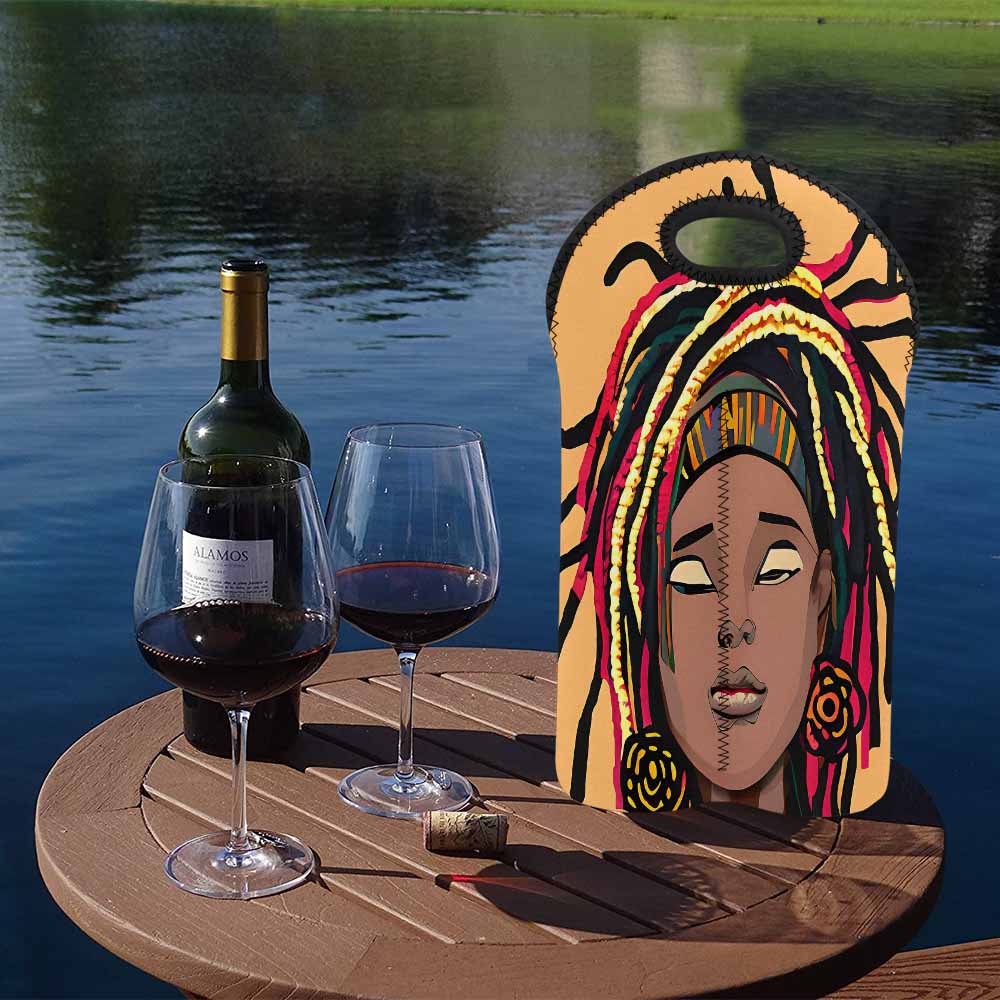 Dreads & Braids, 2 bottle wine bag, picnic or gift, african tribalgirlz Fulangiara 20