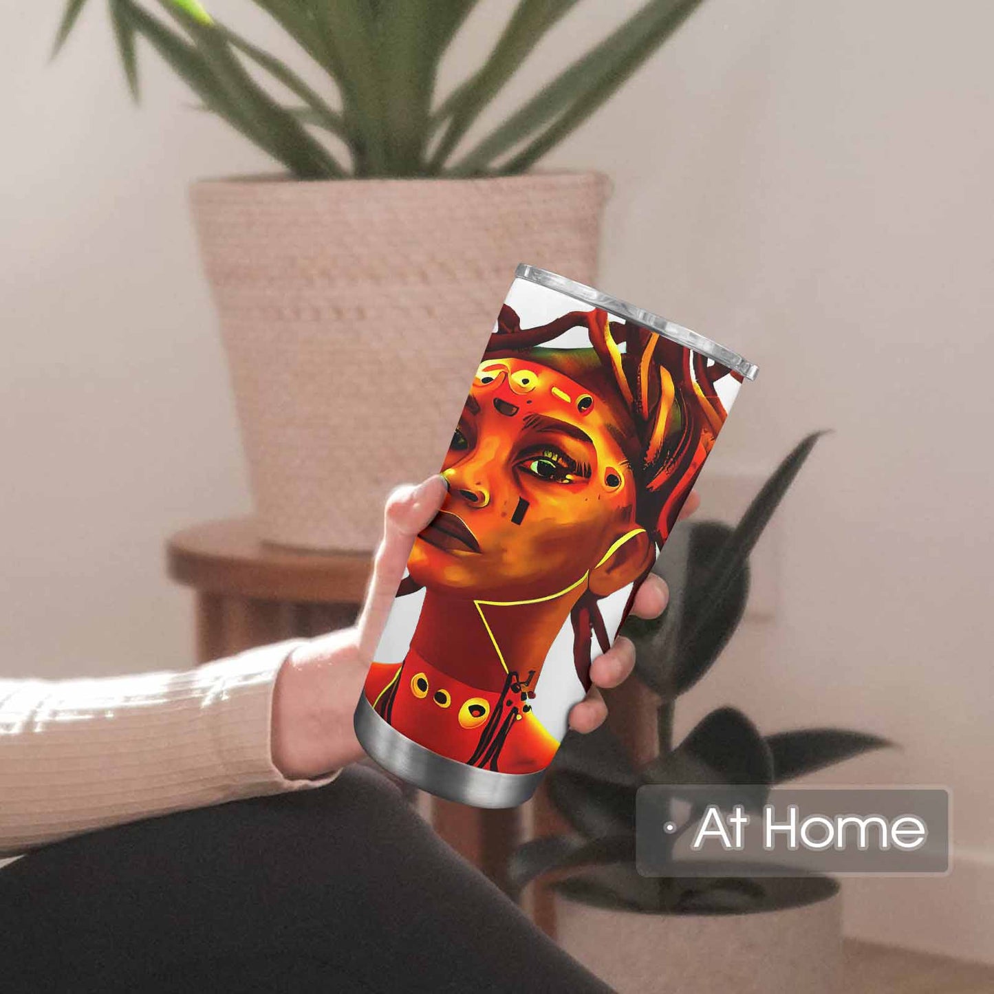 Dreads & Braids, Transparent Tumbler, mug, african tribal, outline BL, Fulangiara 37