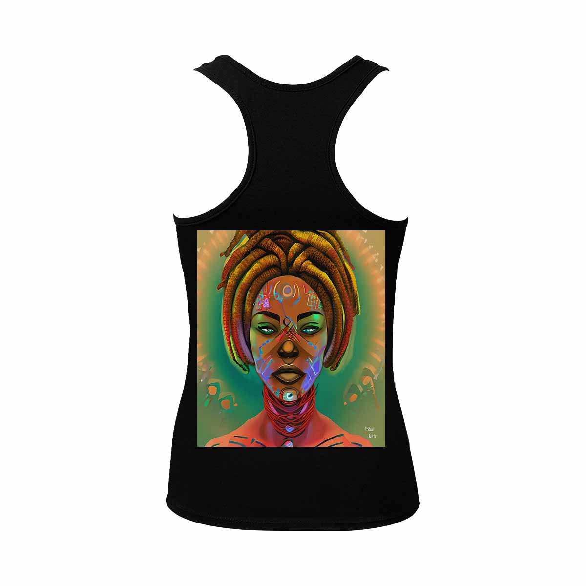Dreads & Braids, BLACK tank top, cotton, african tribal, full image Fulangiara 46