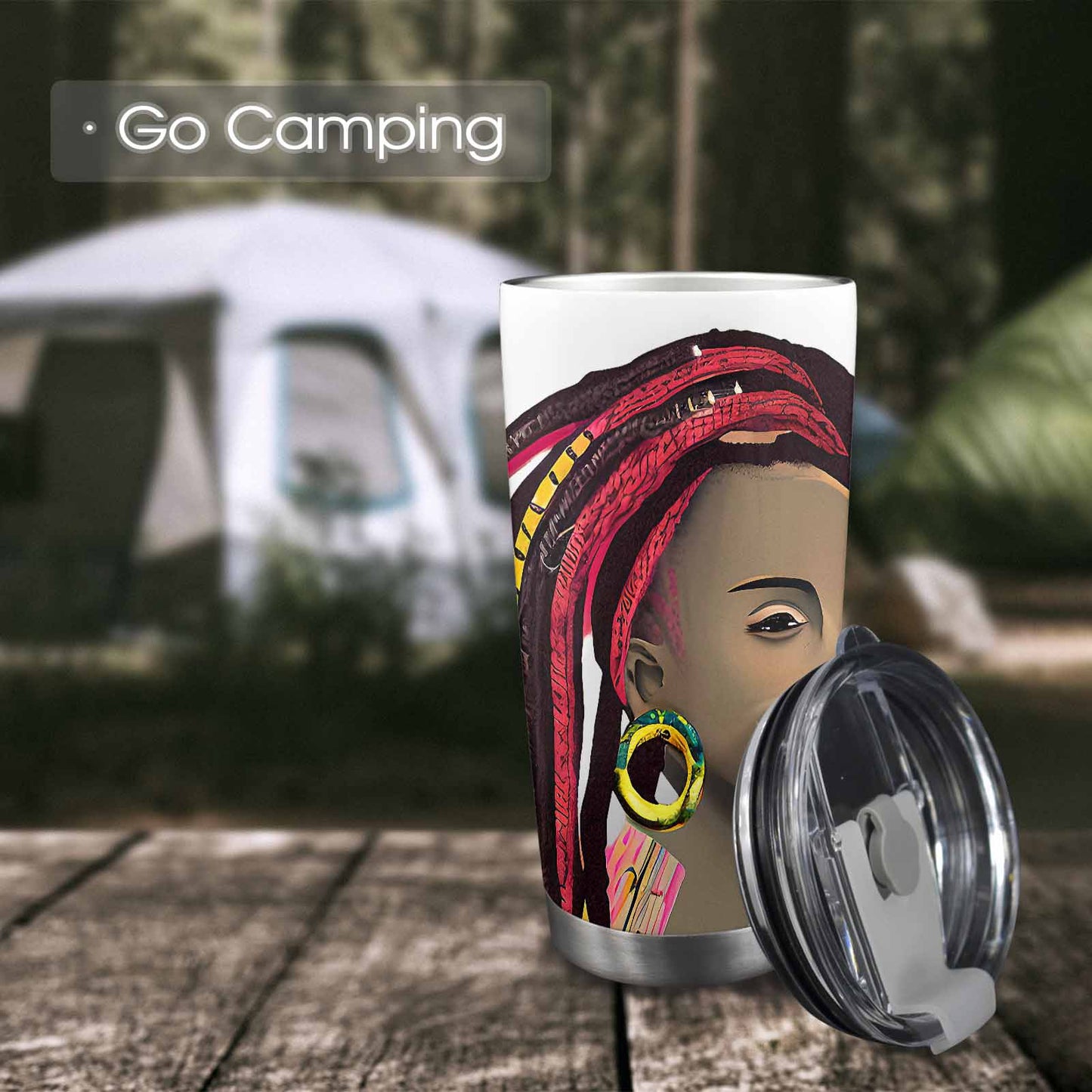 Dreads & Braids, Transparent Tumbler, mug, african tribal, outline BL, Fulangiara 4