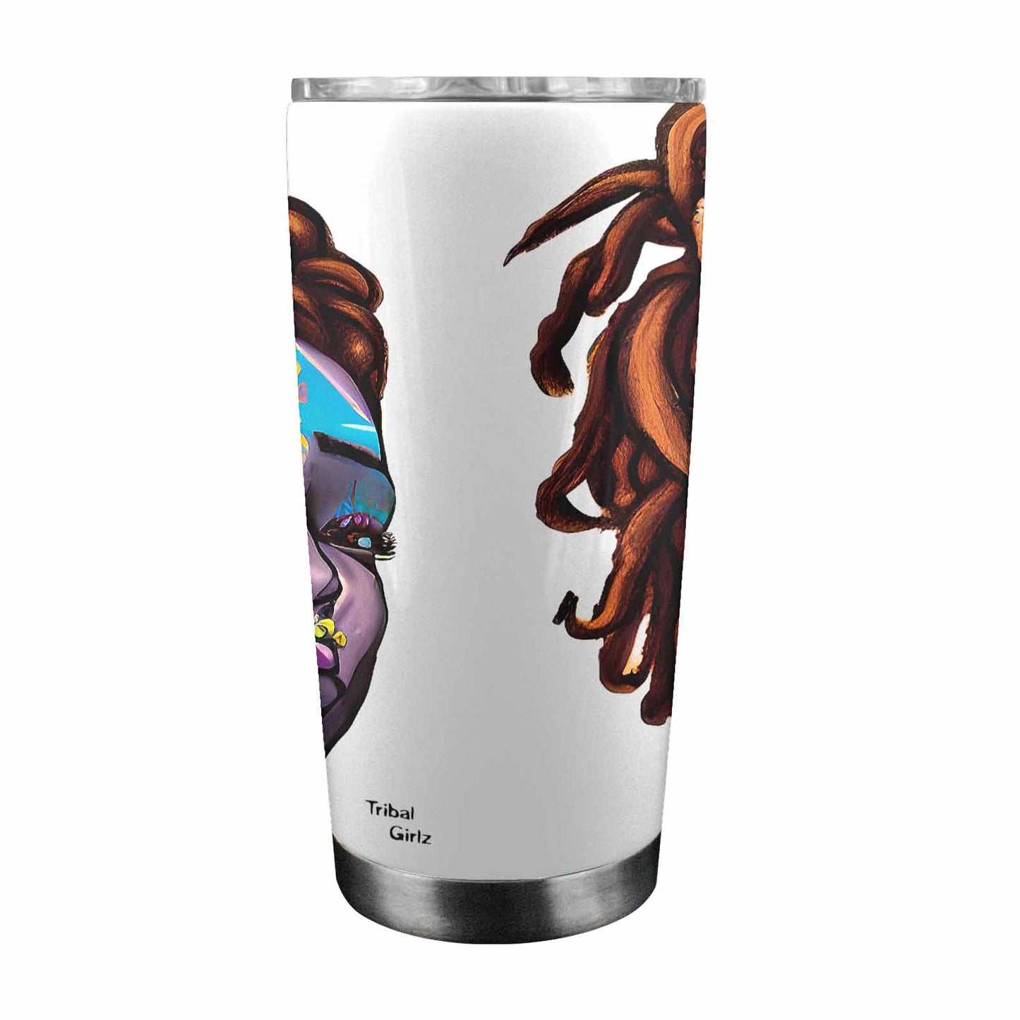 Dreads & Braids, Transparent Tumbler, mug, african tribal, outline BL, Fulangiara 36