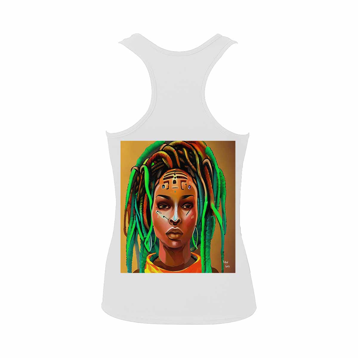 Dreads & Braids, WHITE tank top, cotton, african tribal, full image Fulangiara 48