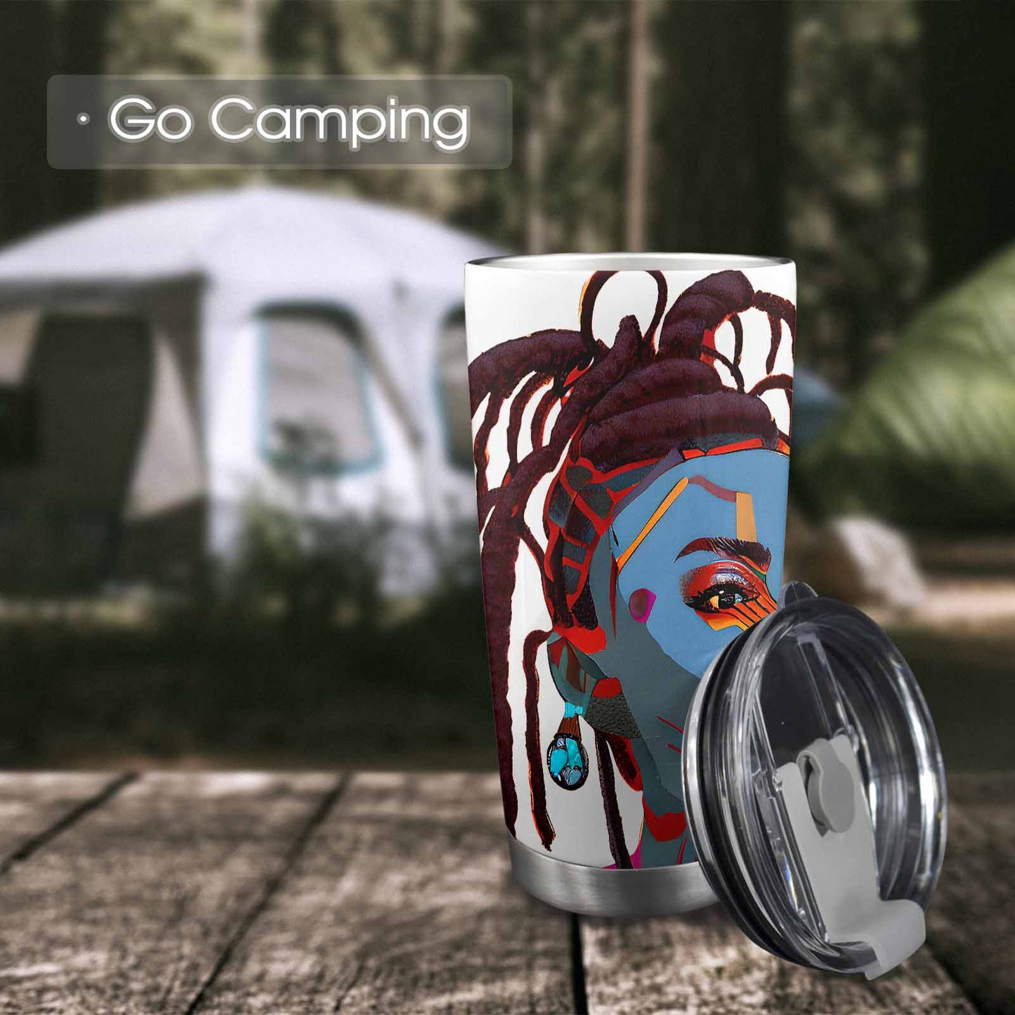 Dreads & Braids, Transparent Tumbler, mug, african tribal, outline BL, Fulangiara 23