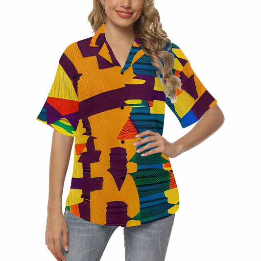 African Art, womens Hawaiian shirt, design 30