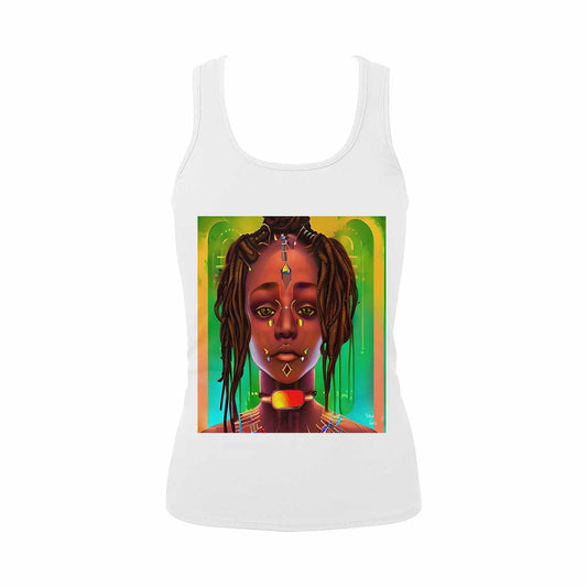 Dreads & Braids, WHITE tank top, cotton, african tribal, full image Fulangiara 45