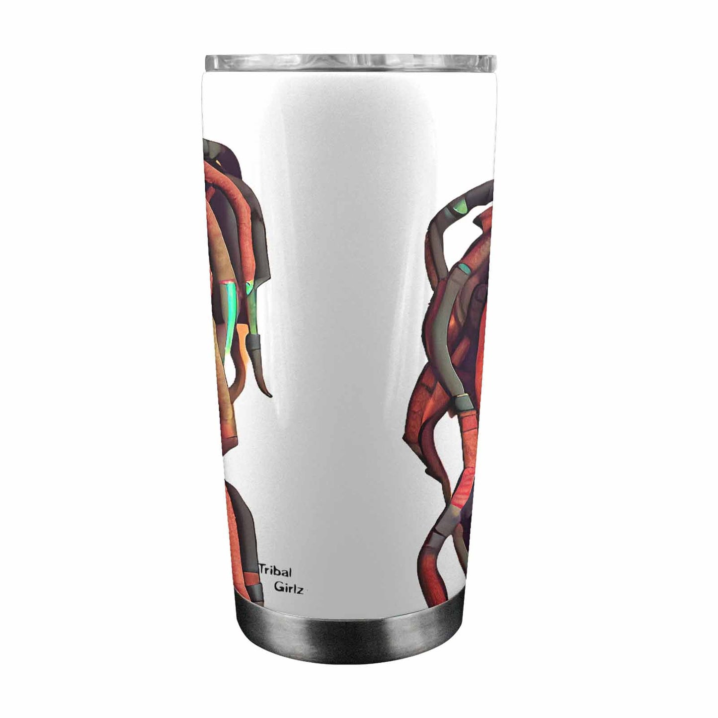 Dreads & Braids, Transparent Tumbler, mug, african tribal, outline BL, Fulangiara 34