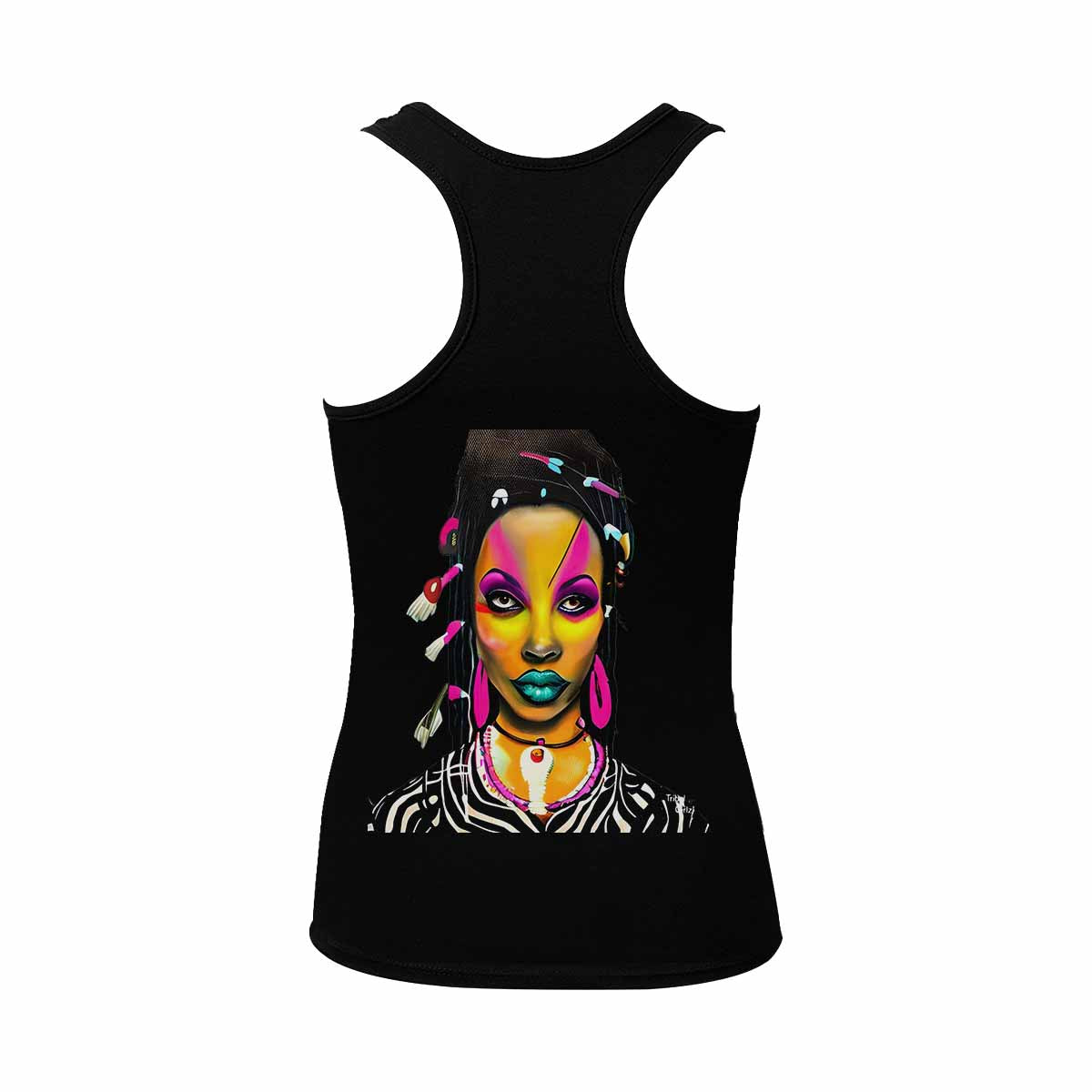 Dreads & Braids, BLACK tank top, cotton, african tribal, outline WL, Fulangiara 33