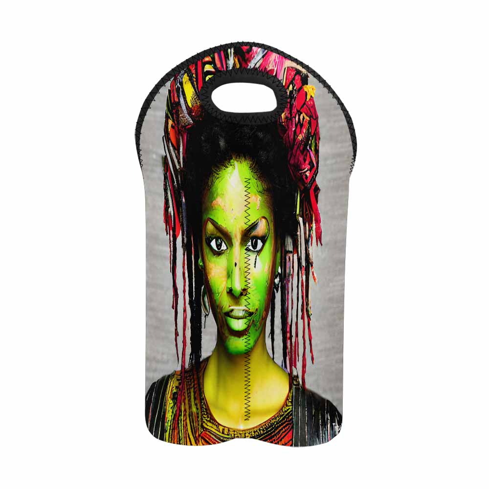 Dreads & Braids, 2 bottle wine bag, picnic or gift, african tribalgirlz Fulangiara 2