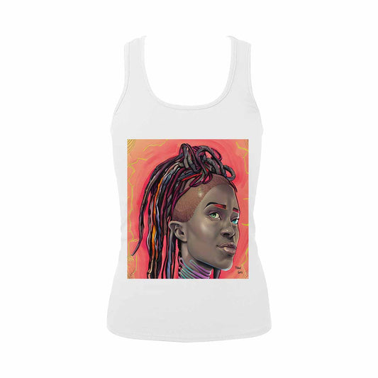 Dreads & Braids, WHITE tank top, cotton, african tribal, full image Fulangiara 40