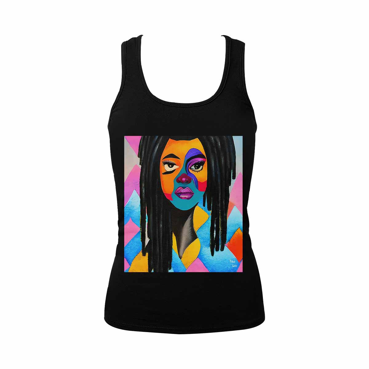 Dreads & Braids, BLACK tank top, cotton, african tribal, full image Fulangiara 21