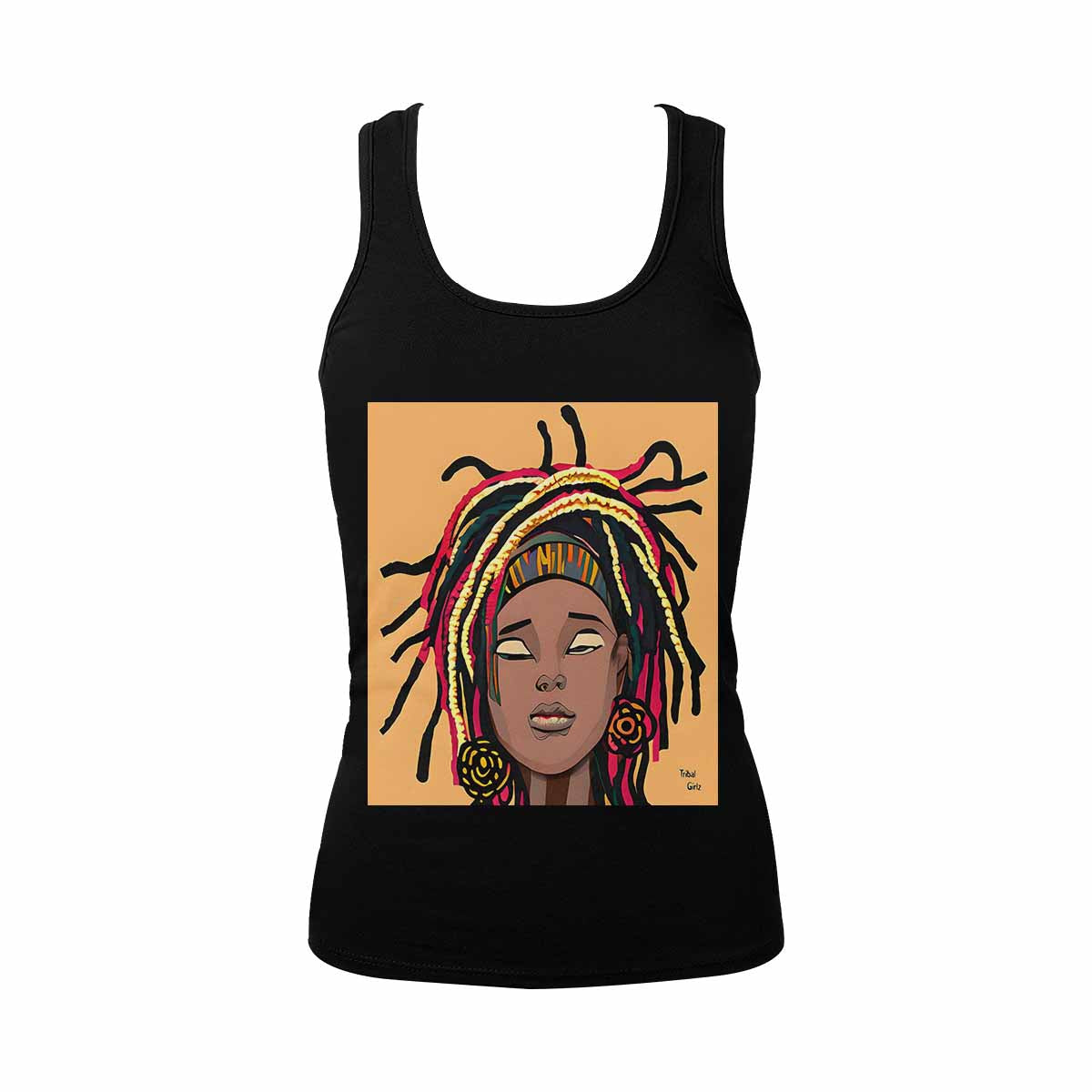 Dreads & Braids, BLACK tank top, cotton, african tribal, full image Fulangiara 20