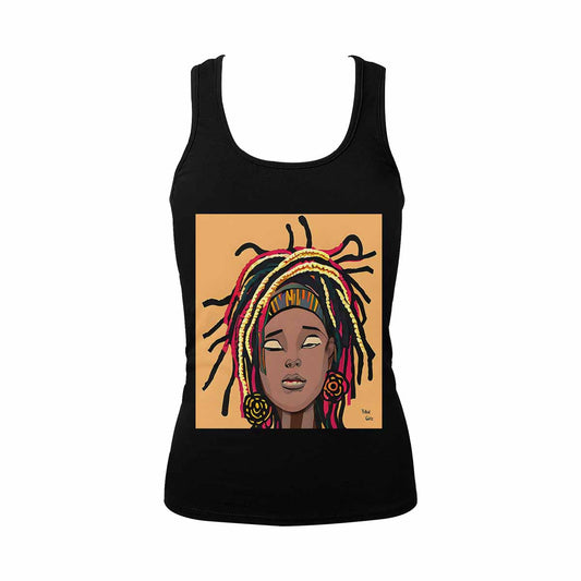 Dreads & Braids, BLACK tank top, cotton, african tribal, full image Fulangiara 20