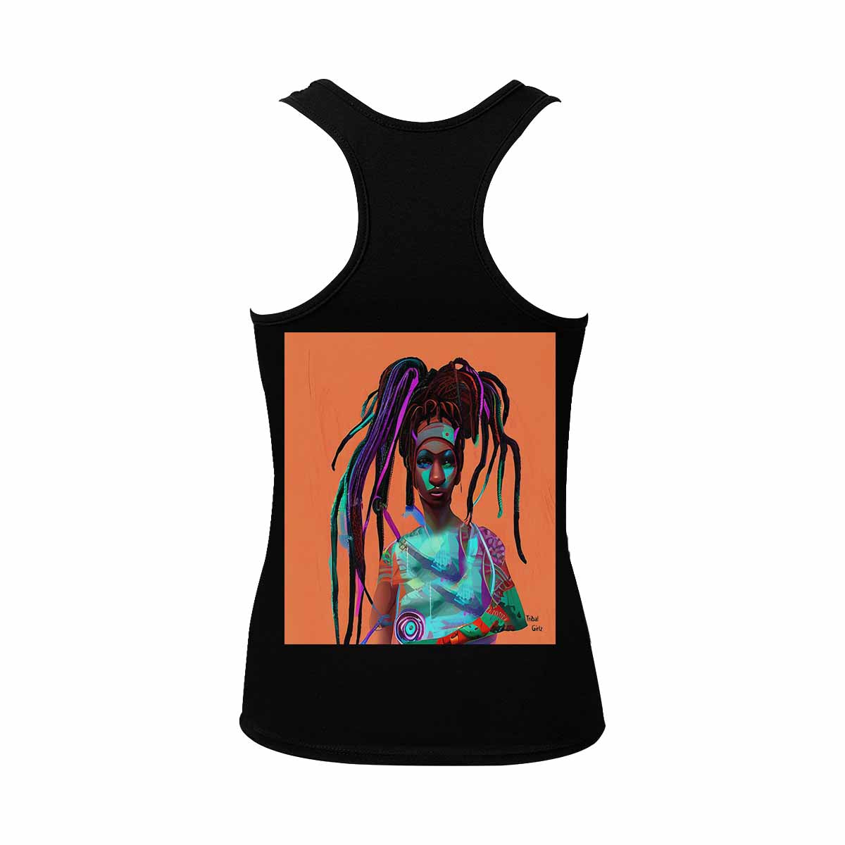 Dreads & Braids, BLACK tank top, cotton, african tribal, full image Fulangiara 32