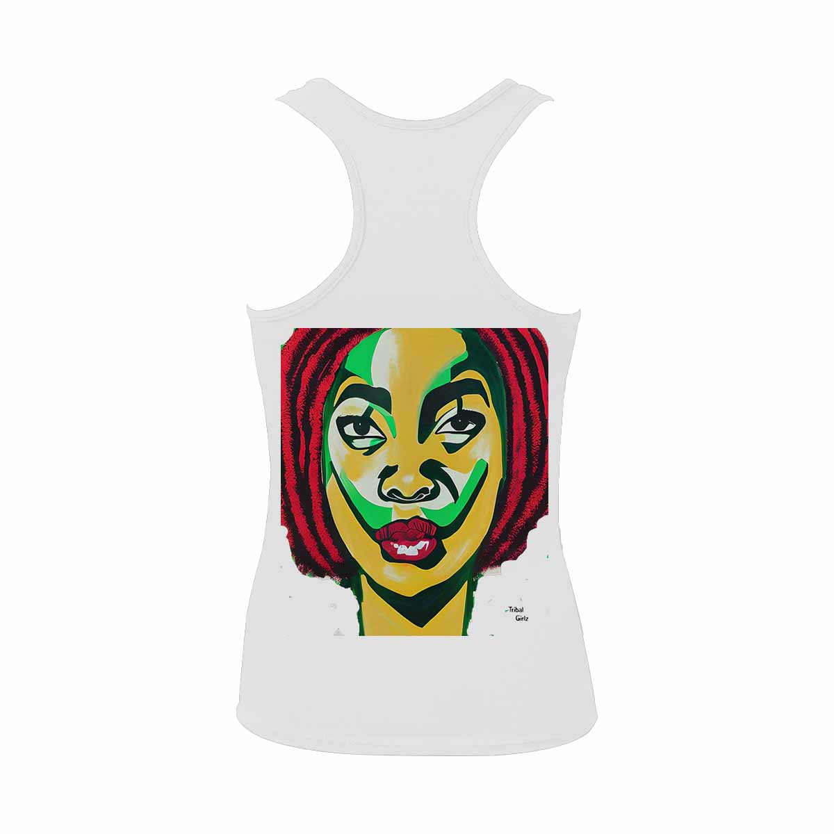 Dreads & Braids, WHITE tank top, cotton, african tribal, outline BL, Fulangiara 50