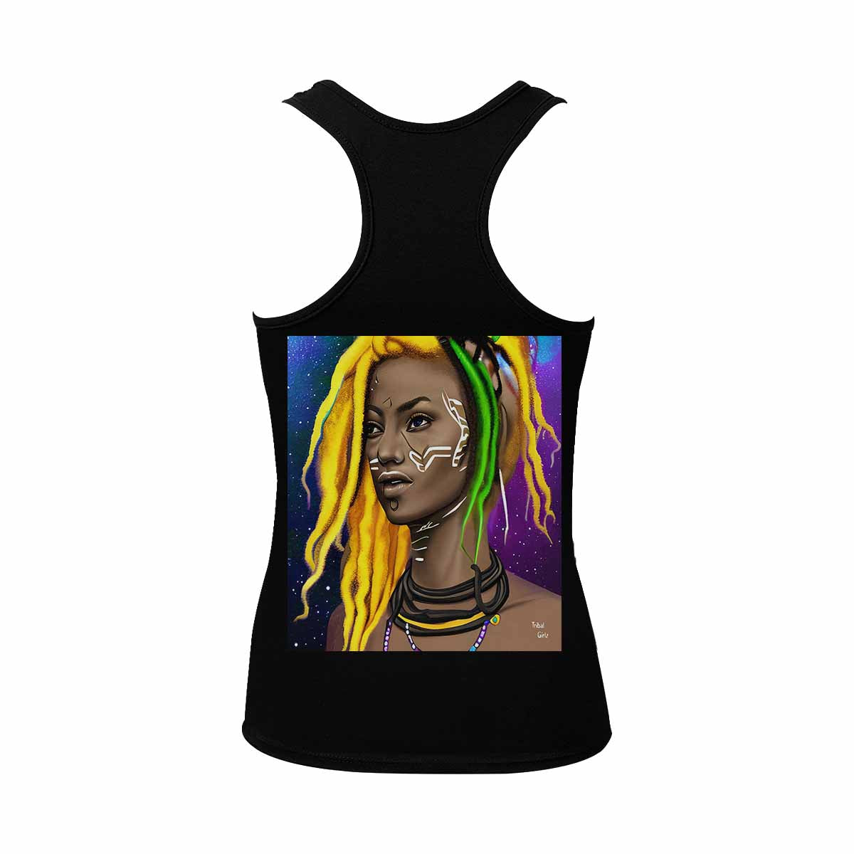 Dreads & Braids, BLACK tank top, cotton, african tribal, full image Fulangiara 1