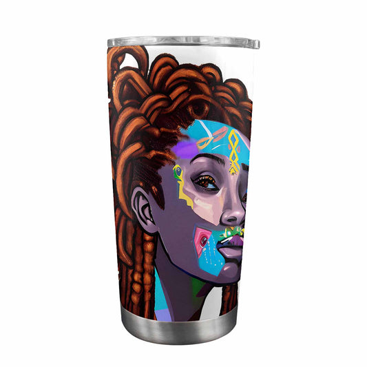 Dreads & Braids, Transparent Tumbler, mug, african tribal, outline BL, Fulangiara 36