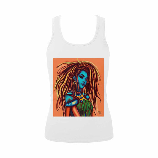 Dreads & Braids, WHITE tank top, cotton, african tribal, full image Fulangiara 30