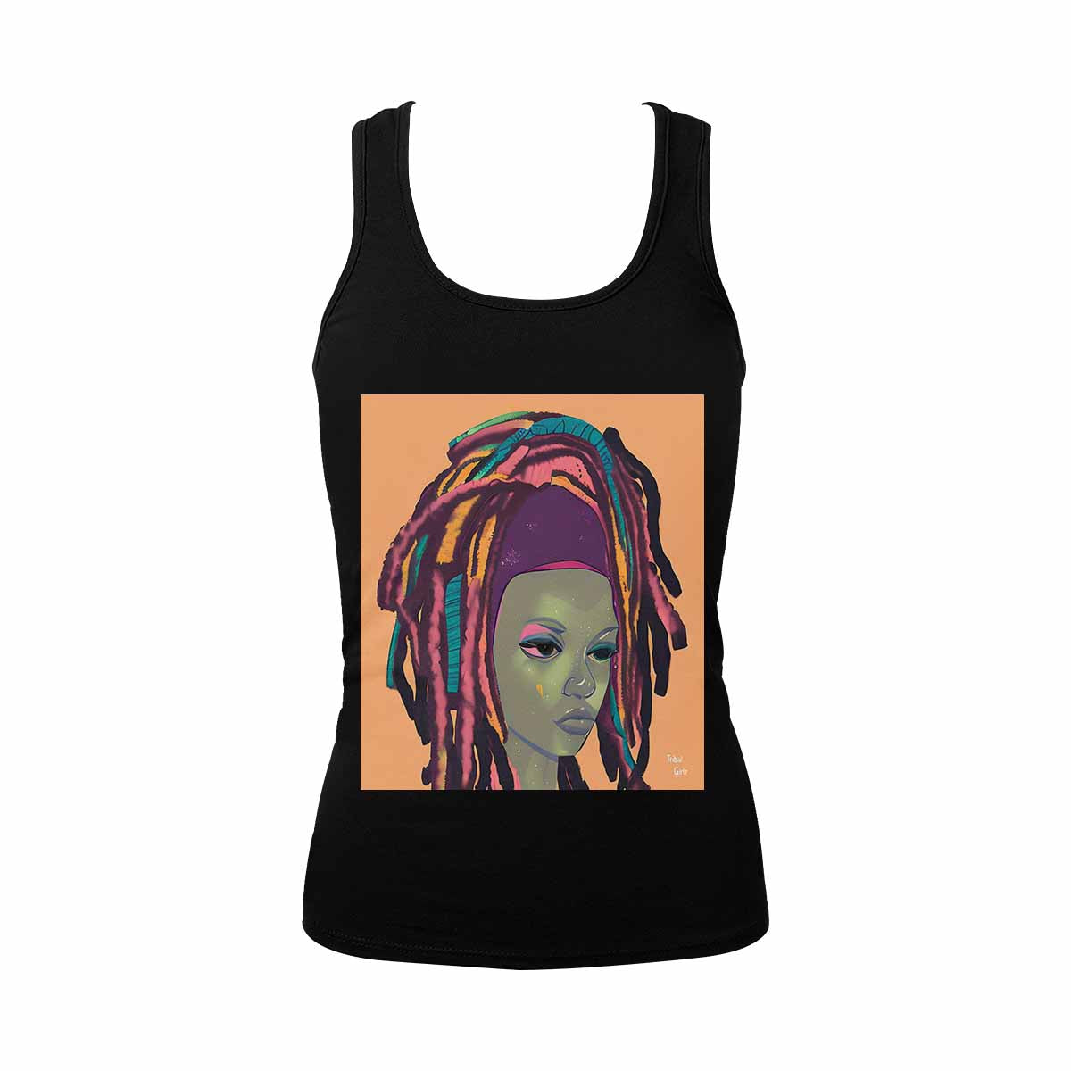 Dreads & Braids, BLACK tank top, cotton, african tribal, full image Fulangiara 9