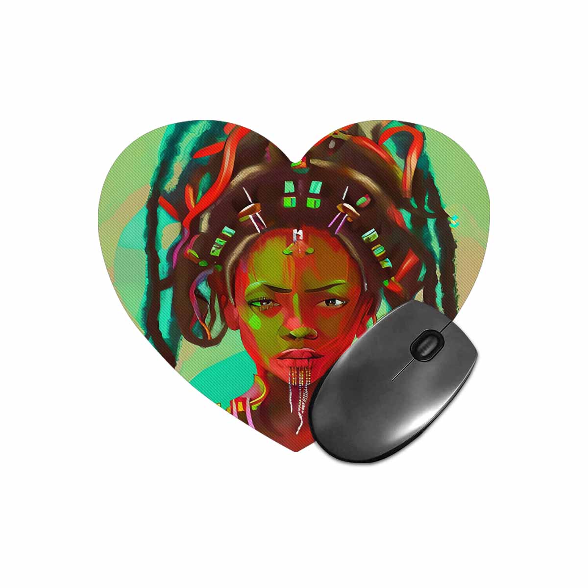 Dreads & Braids, heart shape mouse pad, Fulangiara 39