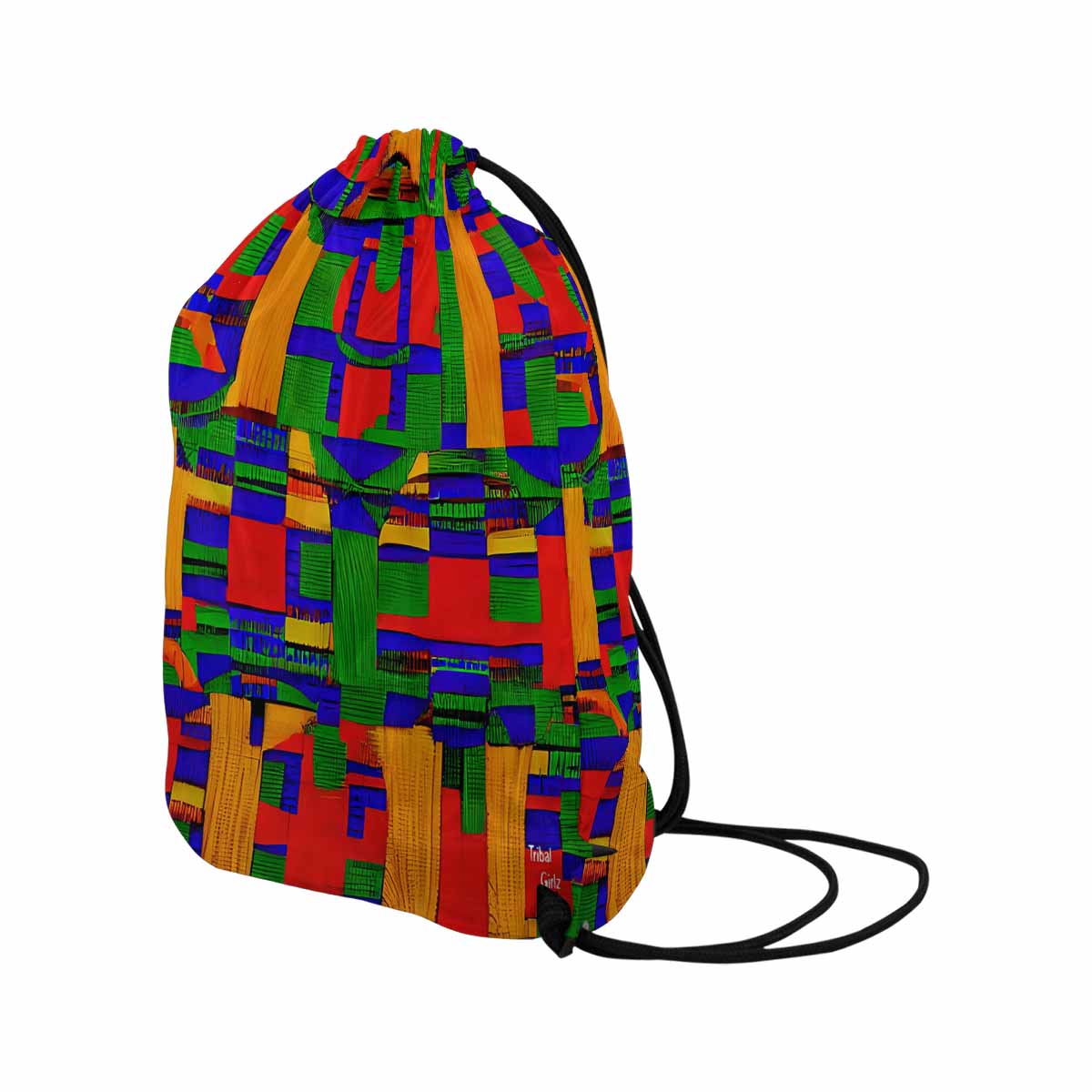 African artsy drawstring sling bag, design 45