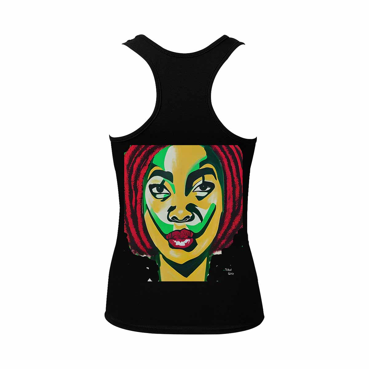 Dreads & Braids, BLACK tank top, cotton, african tribal, outline WL, Fulangiara 50