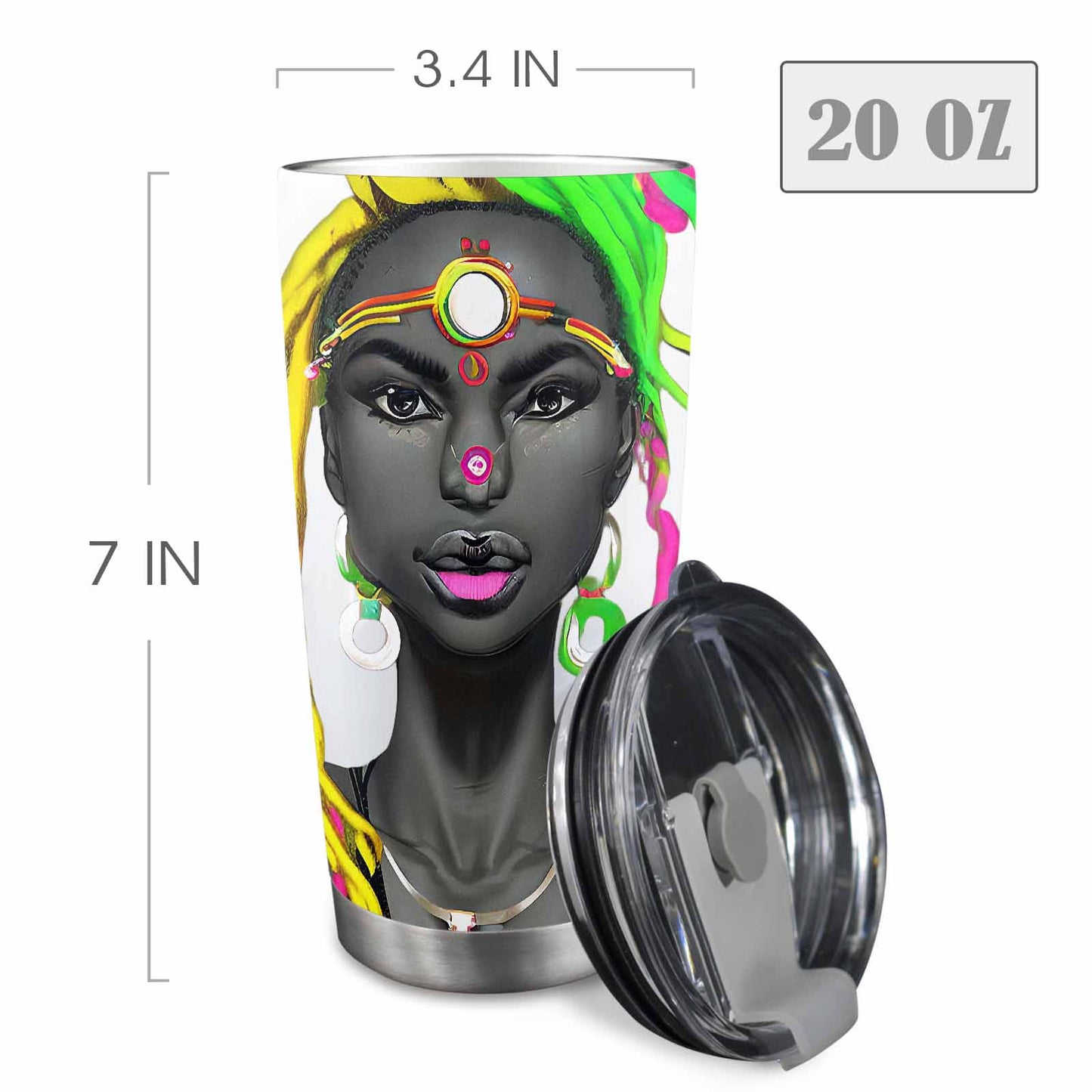 Dreads & Braids, Transparent Tumbler, mug, african tribal, outline MCL, Fulangiara 6