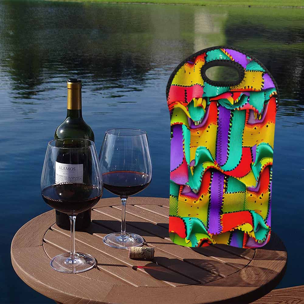 African Art, chic 2 bottle wine bag, design 05