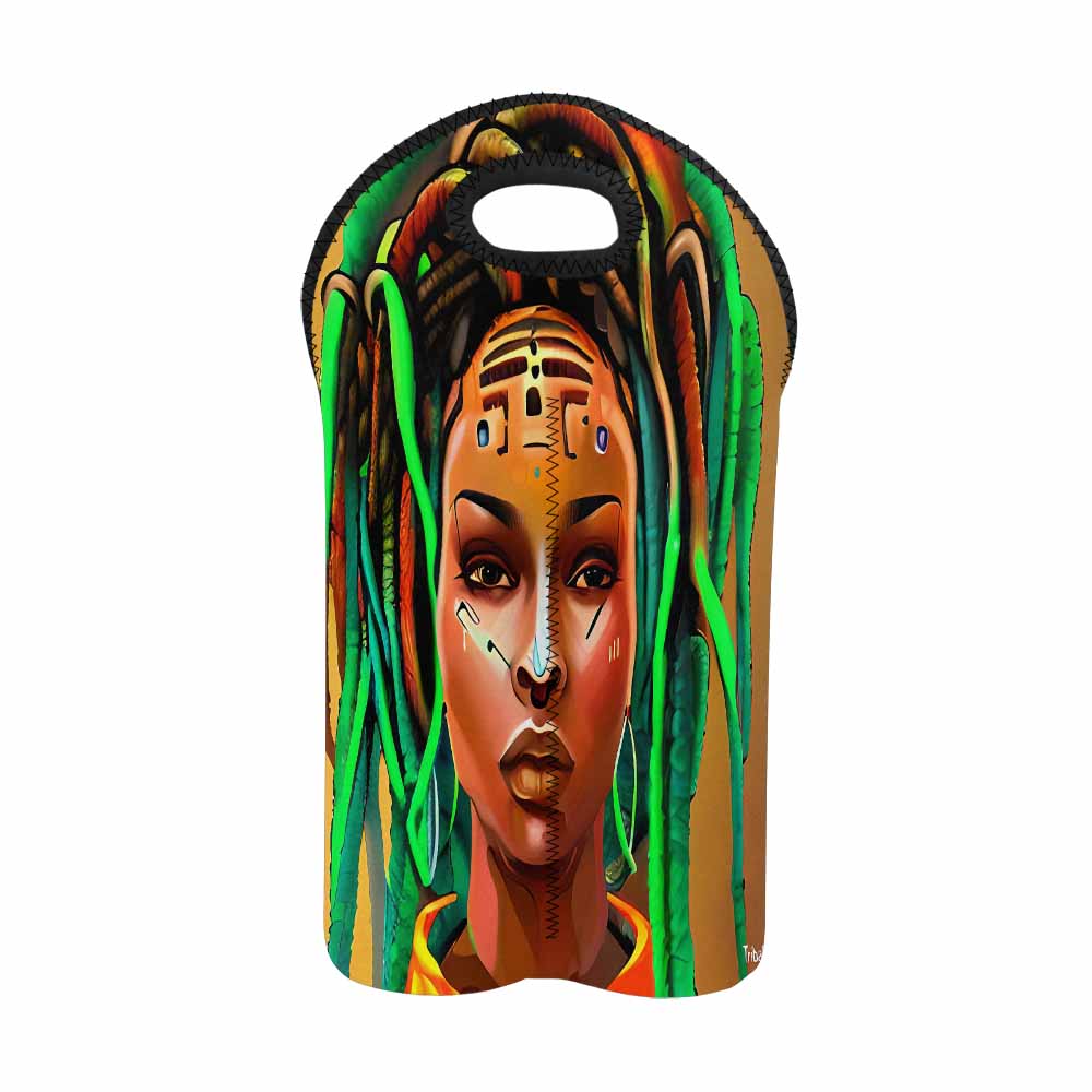 Dreads & Braids, 2 bottle wine bag, picnic or gift, african tribalgirlz Fulangiara 48