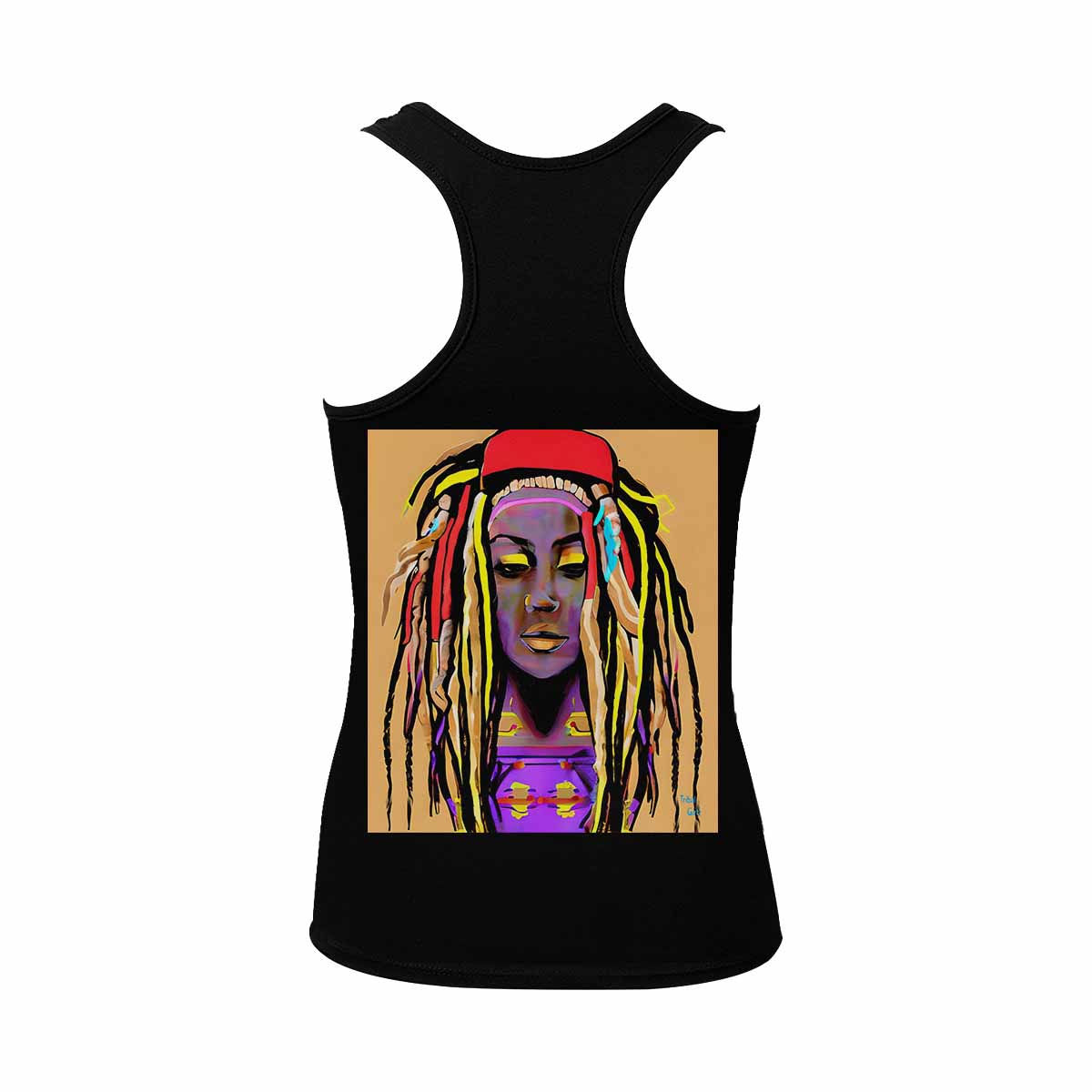 Dreads & Braids, BLACK tank top, cotton, african tribal, full image Fulangiara 14