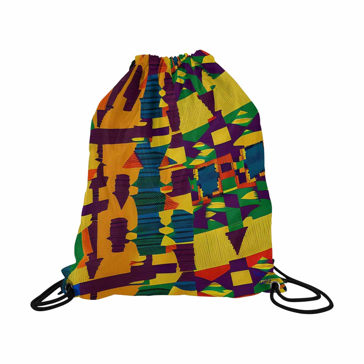 African artsy drawstring sling bag, design 30