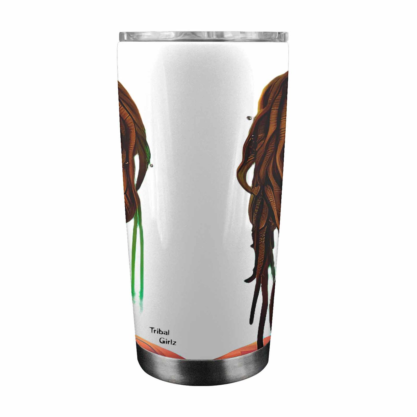 Dreads & Braids, Transparent Tumbler, mug, african tribal, outline BL, Fulangiara 45