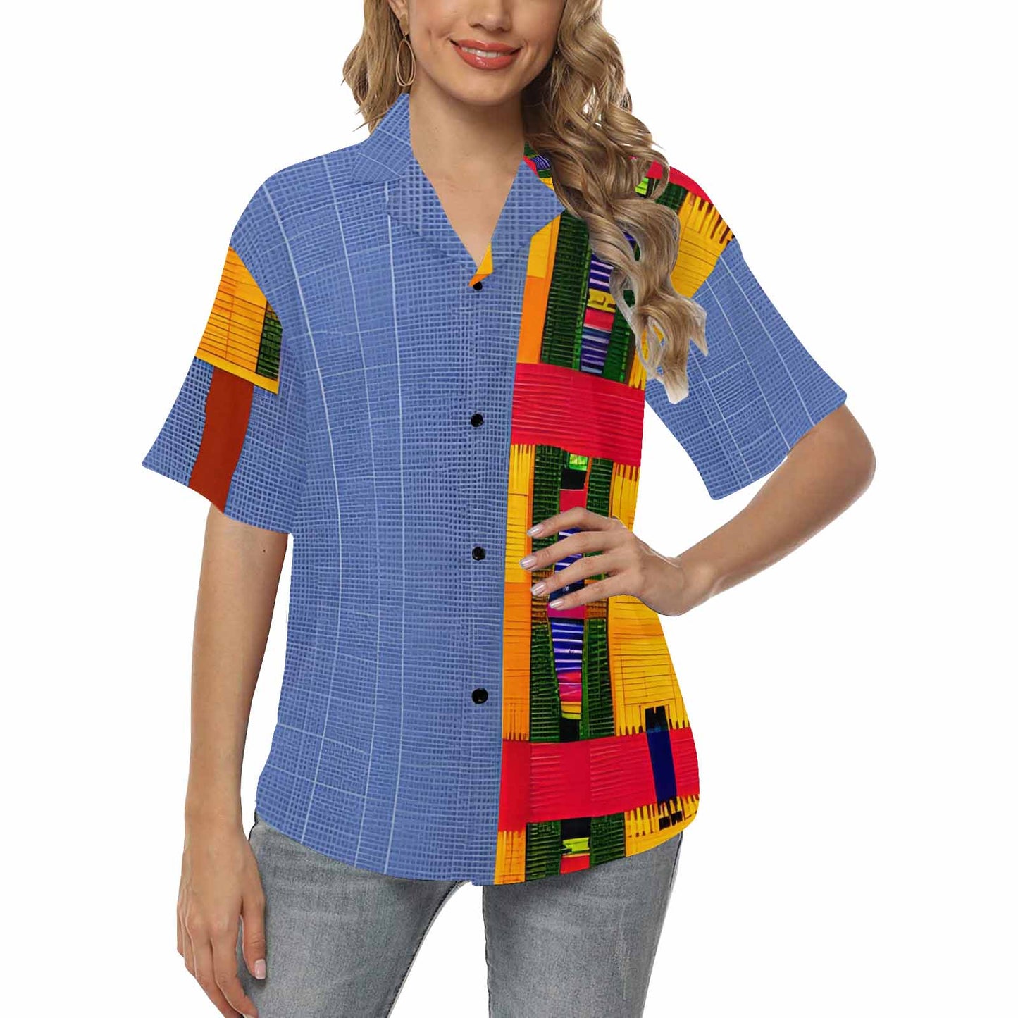 African Art, womens Hawaiian shirt, design 32