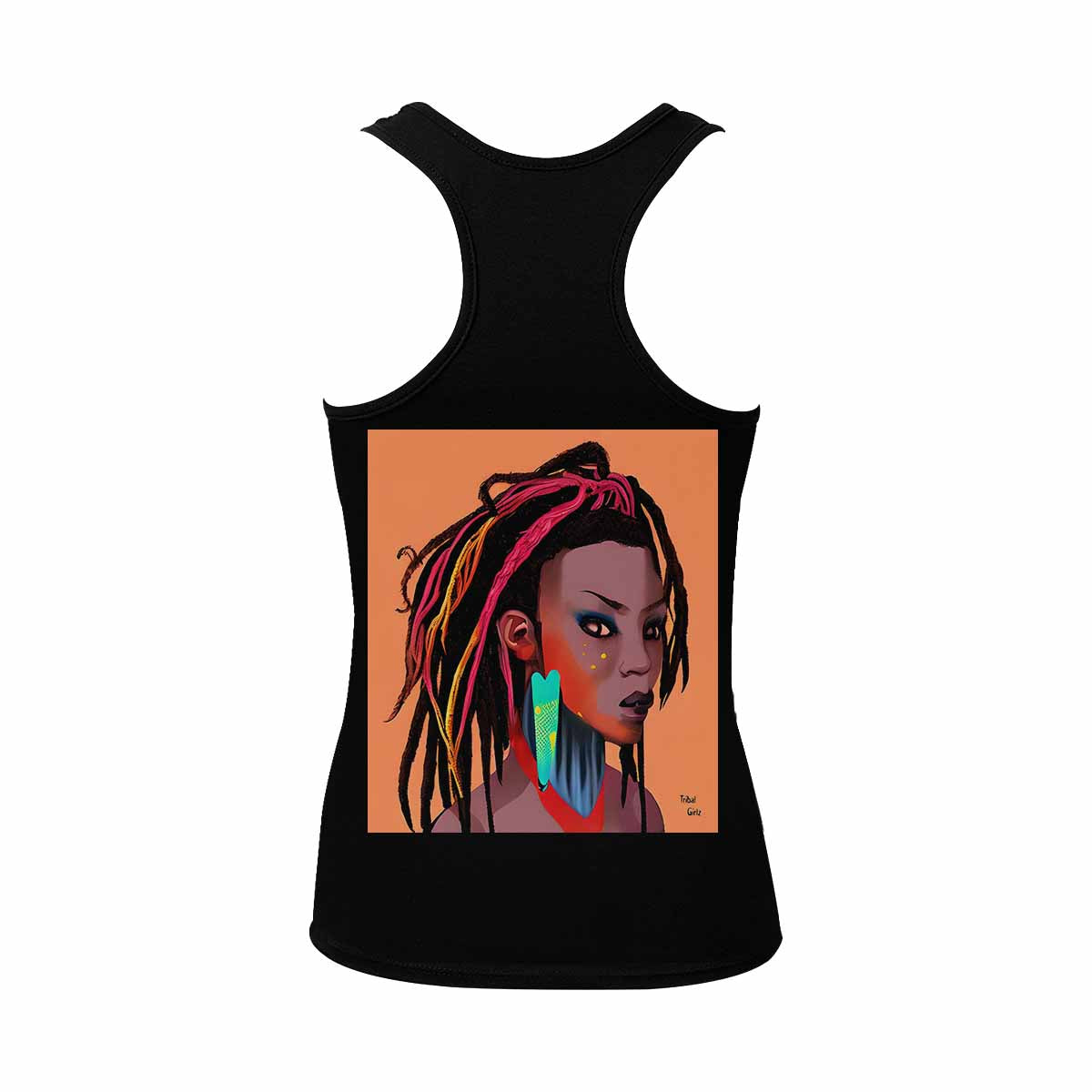 Dreads & Braids, BLACK tank top, cotton, african tribal, full image Fulangiara 27