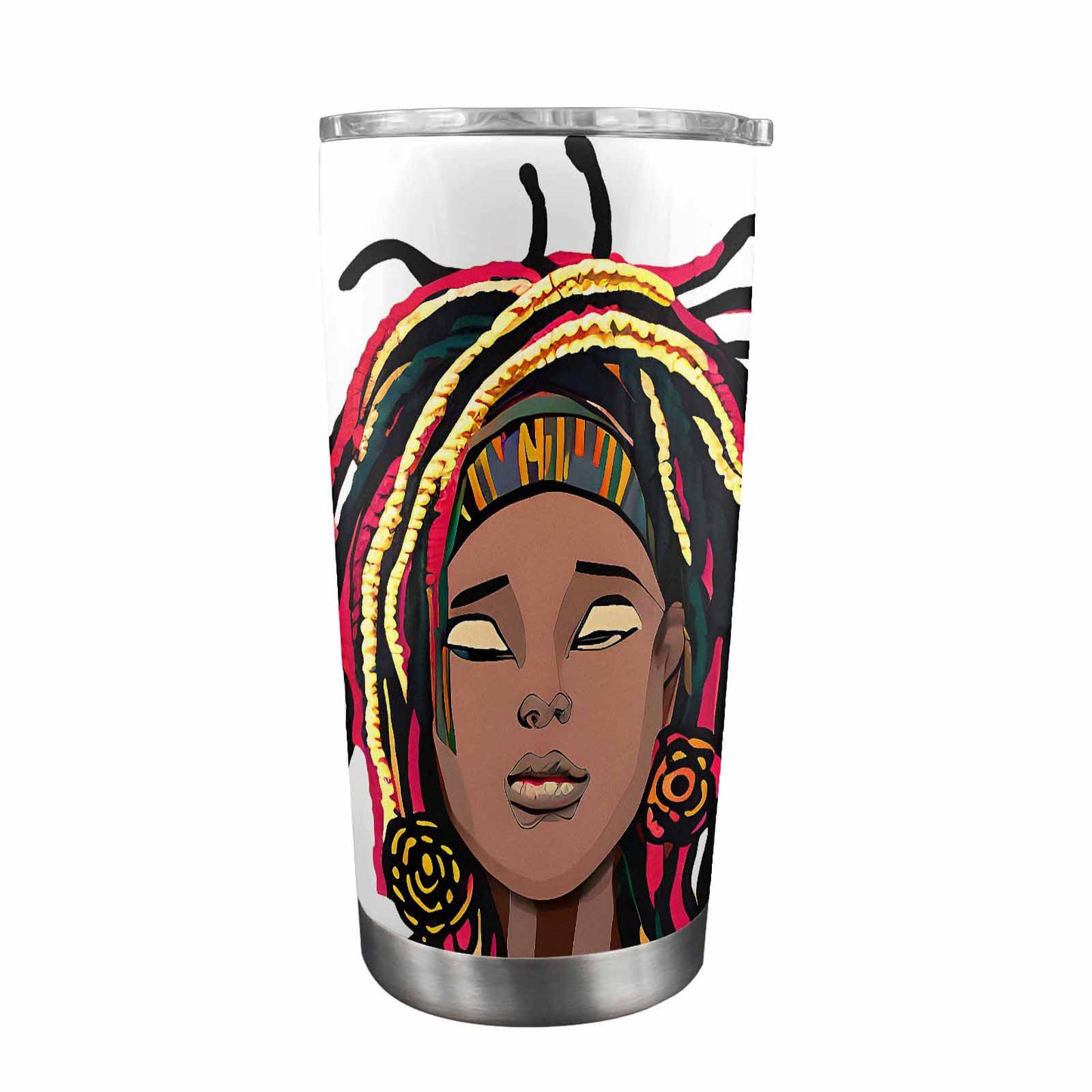 Dreads & Braids, Transparent Tumbler, mug, african tribal, outline BL, Fulangiara 20