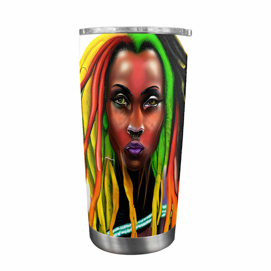 Dreads & Braids, Transparent Tumbler, mug, african tribal, outline BL, Fulangiara 25