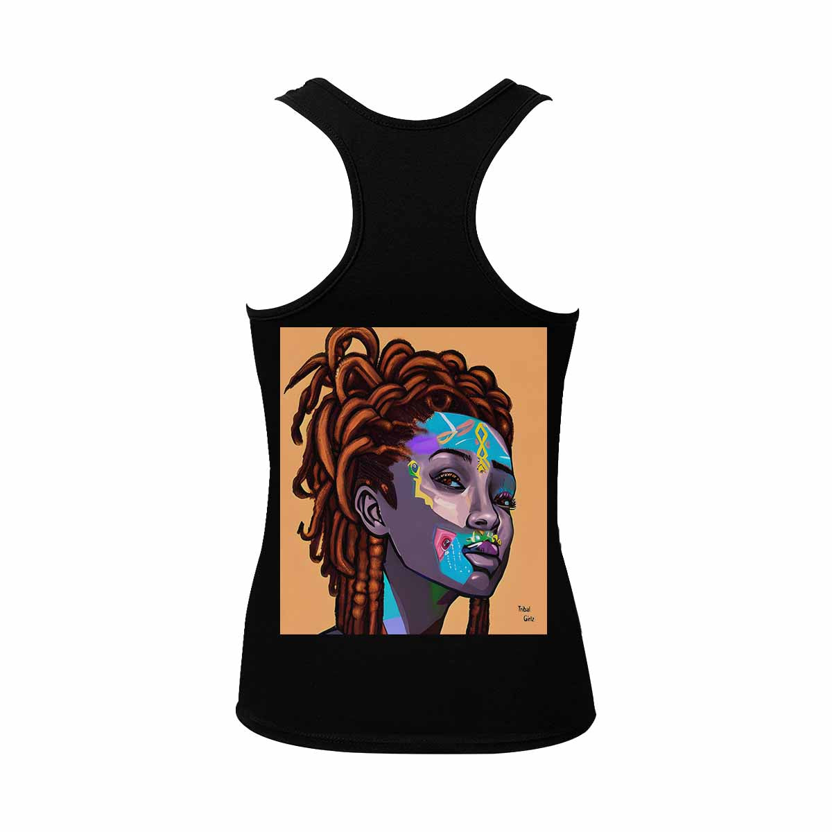 Dreads & Braids, BLACK tank top, cotton, african tribal, full image Fulangiara 36