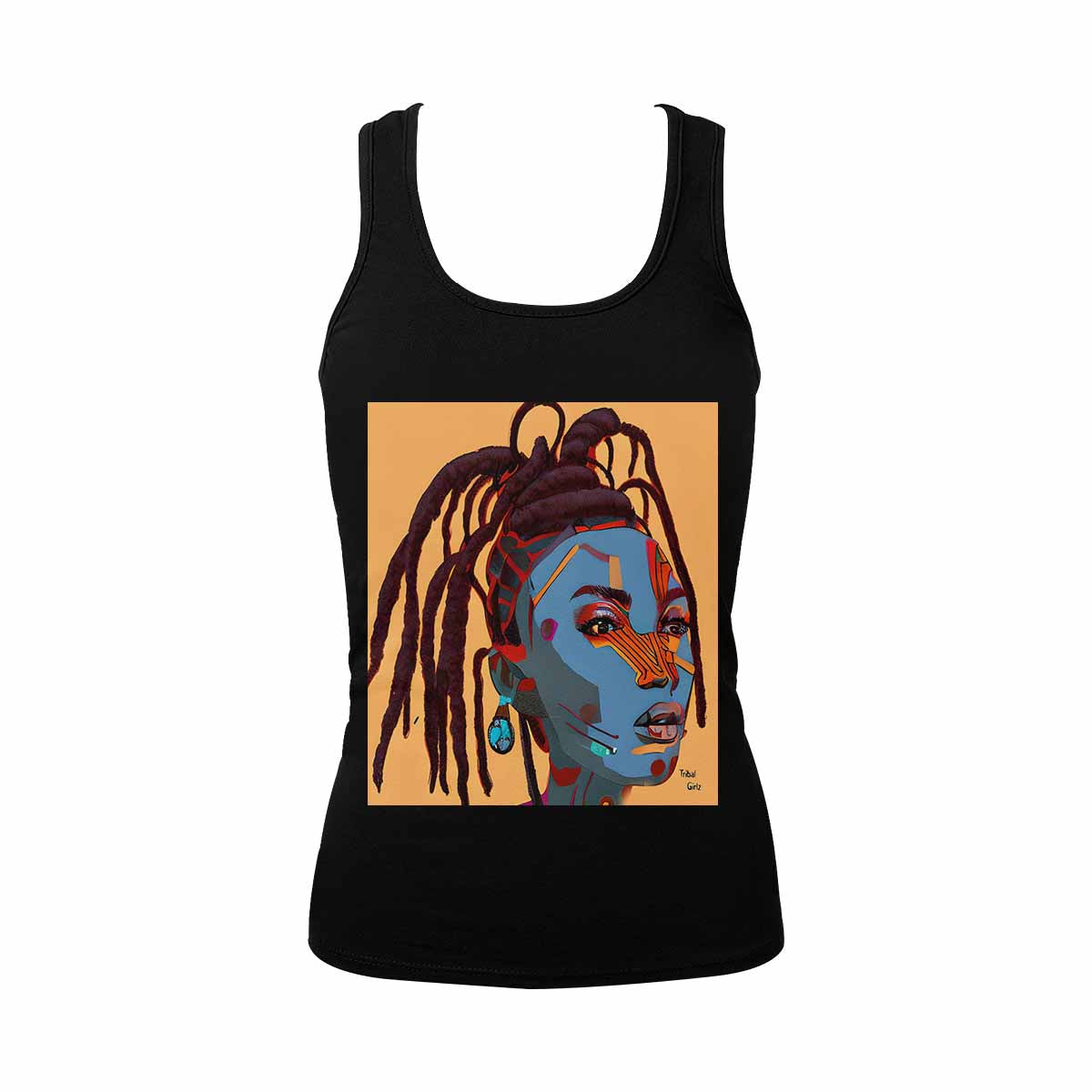 Dreads & Braids, BLACK tank top, cotton, african tribal, full image Fulangiara 23