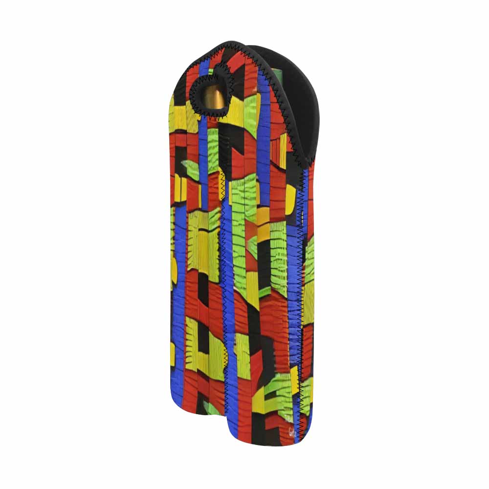 African Art, chic 2 bottle wine bag, design 01