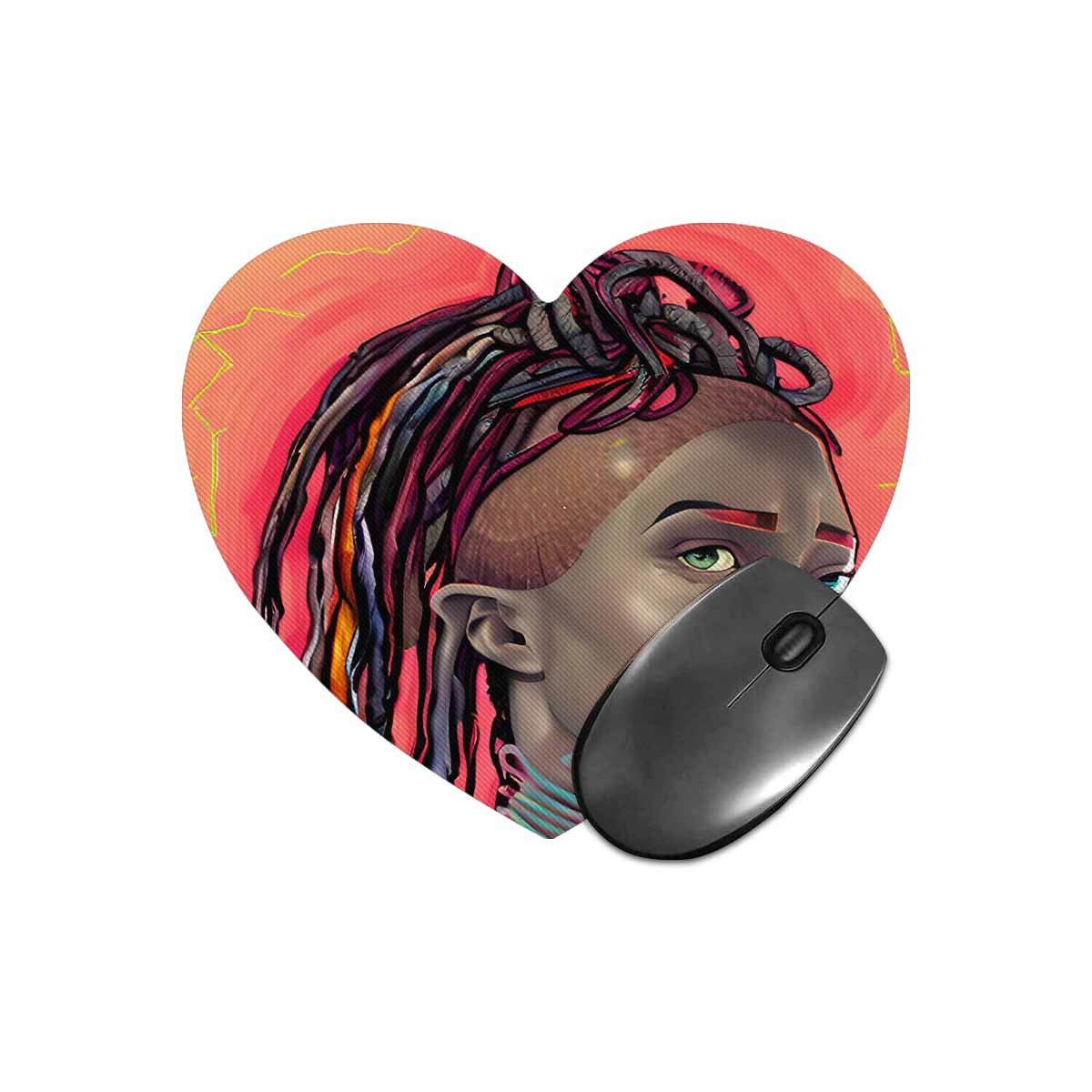 Dreads & Braids, heart shape mouse pad, Fulangiara 40