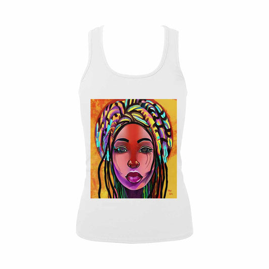 Dreads & Braids, WHITE tank top, cotton, african tribal, full image Fulangiara 22