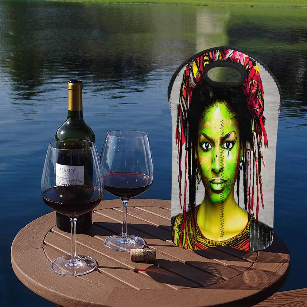 Dreads & Braids, 2 bottle wine bag, picnic or gift, african tribalgirlz Fulangiara 2