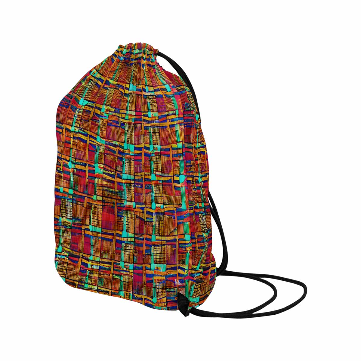 African artsy drawstring sling bag, design 40