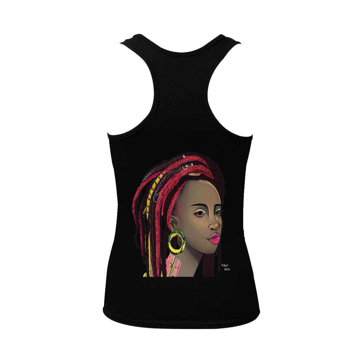 Dreads & Braids, BLACK tank top, cotton, african tribal, outline WL, Fulangiara 4