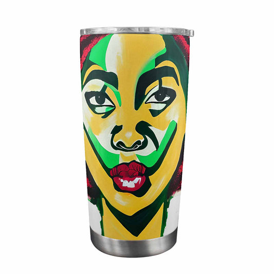 Dreads & Braids, Transparent Tumbler, mug, african tribal, outline BL, Fulangiara 50