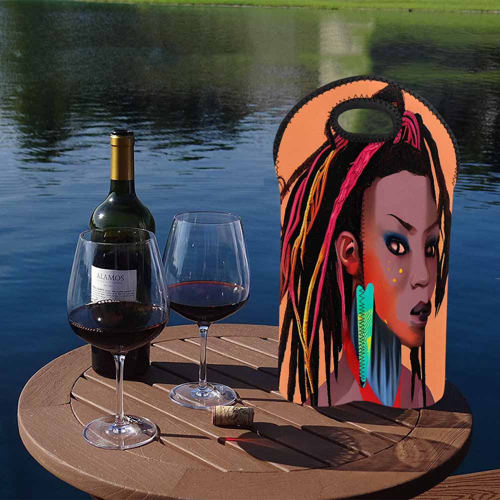 Dreads & Braids, 2 bottle wine bag, picnic or gift, african tribalgirlz Fulangiara 27