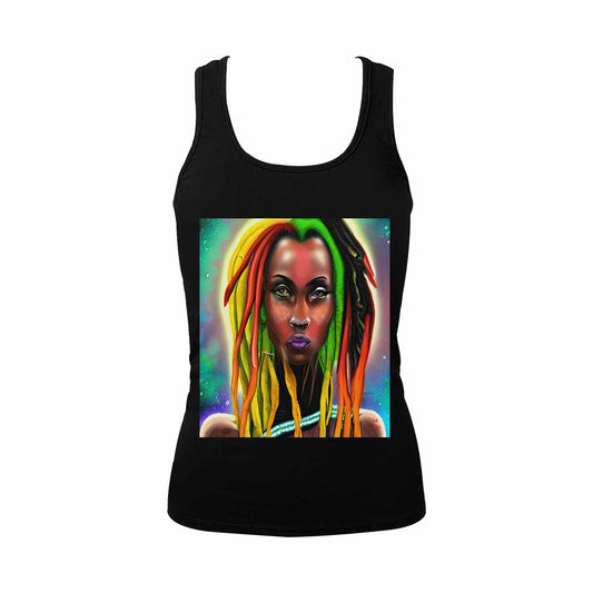 Dreads & Braids, BLACK tank top, cotton, african tribal, full image Fulangiara 25